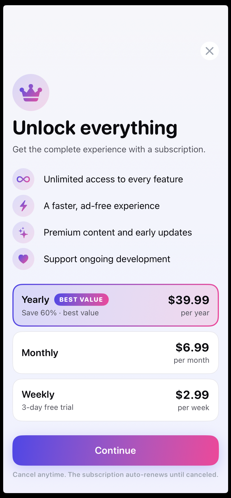 Habit Streak — paywall / subscription