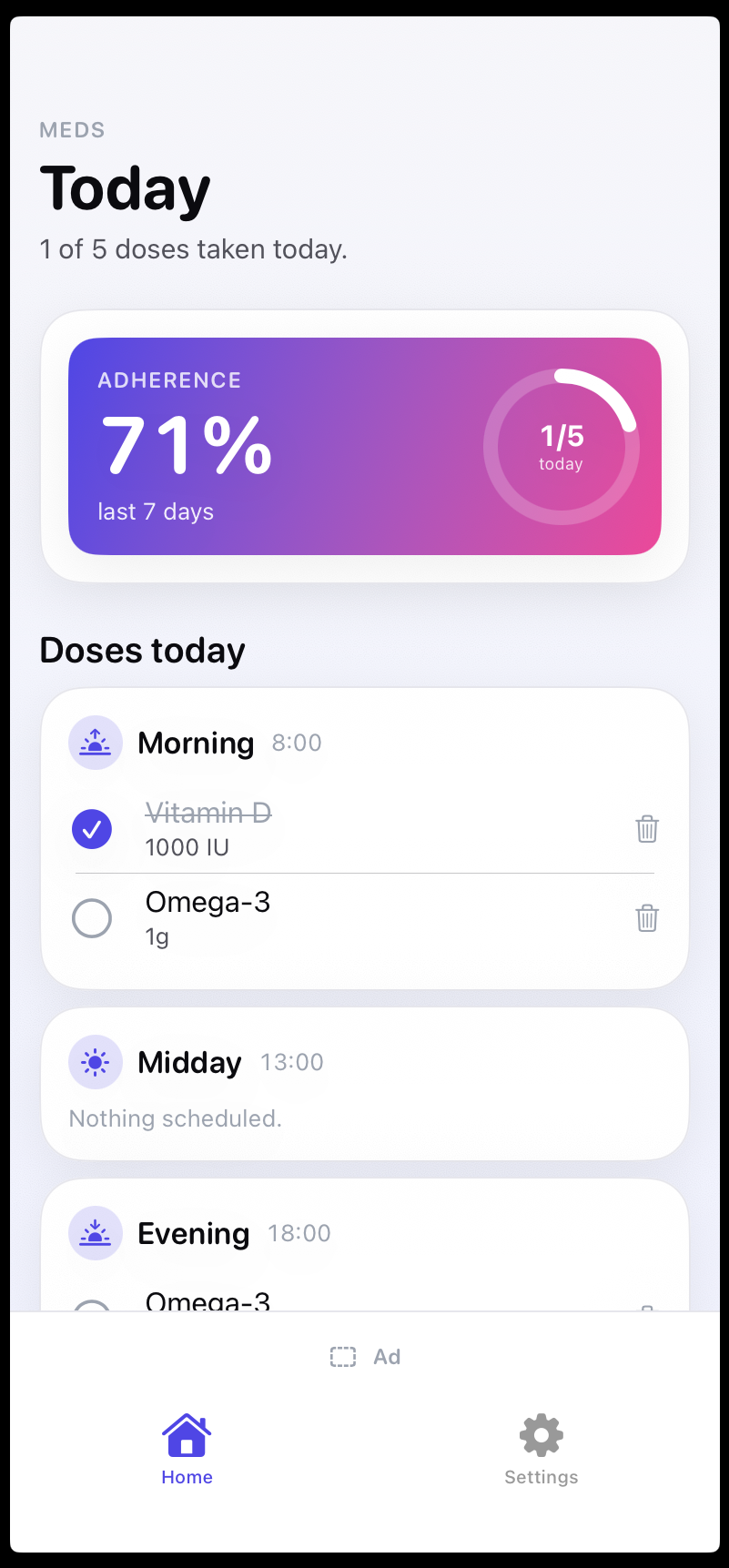 Medicine Time — home screen
